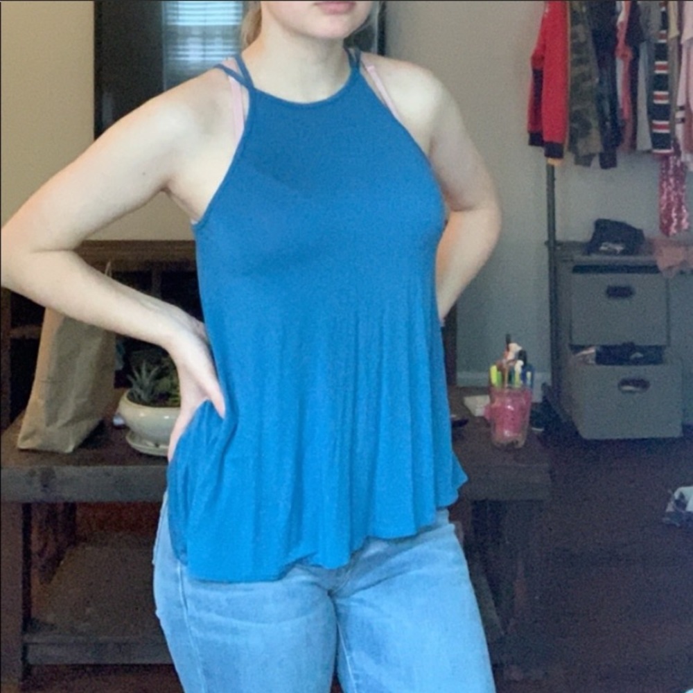 hollister blue soft and stretchy basic tank- NEW